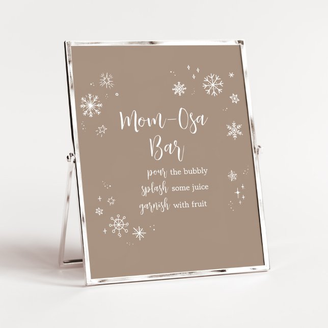 Baby It's Cold Outside Mum Osa Bar Poster (Winter Minimalist Snowflake Baby Shower Mom Osa Bar Sign)