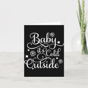 Baby Its Cold Outside Navy Blue Womens Holiday Card