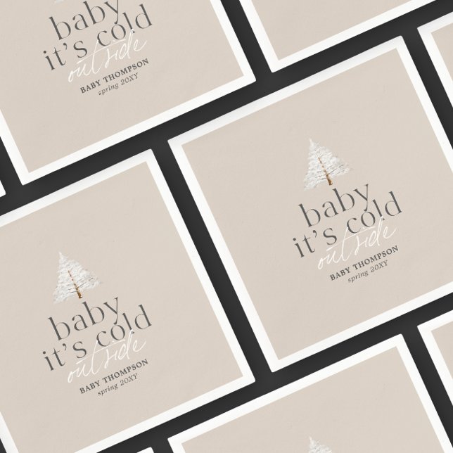 Baby It's Cold Outside Neutral Taupe Baby Shower Napkin (Creator Uploaded)