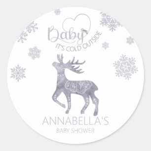 Baby it's Cold Outside Nordic Reindeer Baby Shower Classic Round Sticker