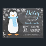 Baby its Cold Outside Penguin Boy Baby Shower Invitation<br><div class="desc">Baby its Cold Outside Penguin Boy Baby Shower Invitationn. Boy Baby Shower Invitation. Baby Penguin. Winter Holiday Baby Shower Invite. Blue and White Snowflakes. Chalkboard Background. For further customisation,  please click the "Customise it" button and use our design tool to modify this template.</div>