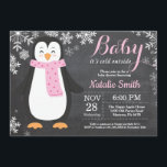Baby its Cold Outside Penguin Girl Baby Shower Invitation<br><div class="desc">Baby its Cold Outside Penguin Girl Baby Shower Invitationn. Girl Baby Shower Invitation. Baby Penguin. Winter Holiday Baby Shower Invite. Pink and White Snowflakes. Chalkboard Background. For further customisation,  please click the "Customise it" button and use our design tool to modify this template.</div>