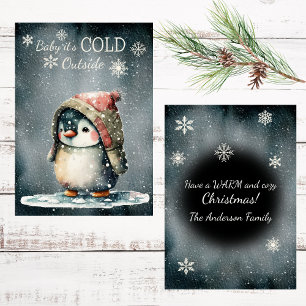 Baby It's Cold Outside Penguin Holiday Card