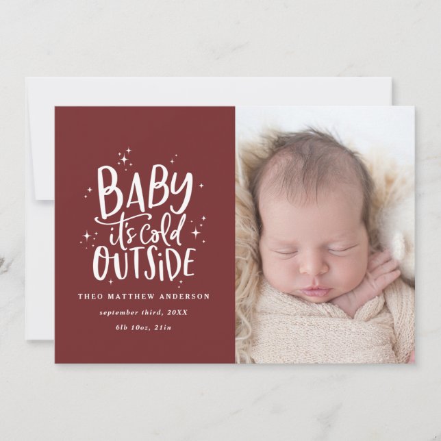 Baby its cold outside photo birth announcement (Front)