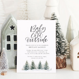 Baby it's Cold Outside Pine Trees Baby Shower Invitation