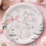 Baby It's Cold Outside Pink Bow Baby Shower Paper Plate<br><div class="desc">Baby It's Cold Outside Pink Bow Baby Shower Paper Plates</div>