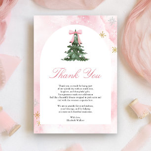 Baby It's Cold Outside Pink Bow Baby Shower Thank You Card