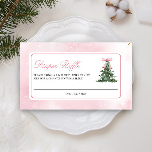 Baby It's Cold Outside Pink Bow Diaper Raffle Enclosure Card