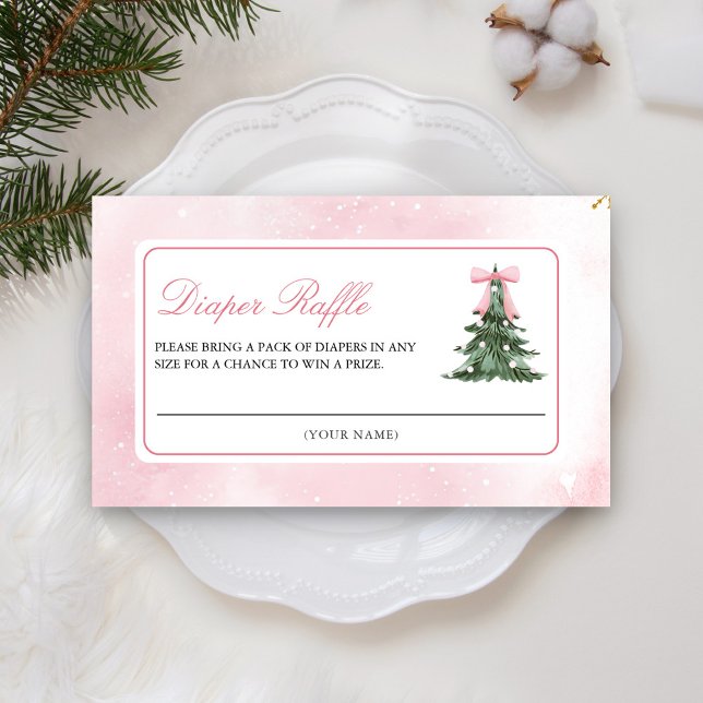 Baby It's Cold Outside Pink Bow Diaper Raffle Enclosure Card (Creator Uploaded)