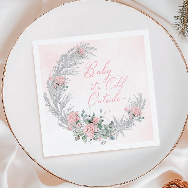 Baby its cold outside Pink Winter  Napkin (Creator Uploaded)
