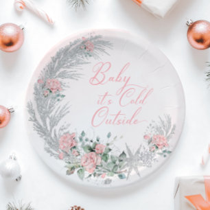 Baby its cold outside Pink Winter  Paper Plate