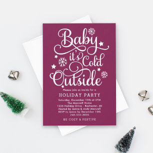 Baby Its Cold Outside Plum Berry Holiday Party Invitation