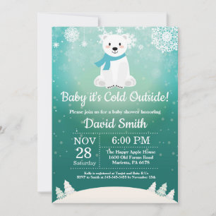 Baby its Cold Outside Polar Bear Baby Shower Invitation
