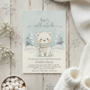 Baby It's Cold Outside Polar Bear Baby Shower  Invitation