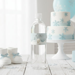 Baby, It's Cold Outside Polar Bear baby shower Water Bottle Label