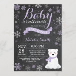 Baby Its Cold Outside Polar Bear Girl Baby Shower Invitation<br><div class="desc">Baby Its Cold Outside Polar Bear Winter Girl Baby Shower Invitation. Girl Baby Shower Invitation. Winter Holiday Baby Shower Invite. Purple and White Snowflakes. Snowman and Chalkboard Background. For further customisation,  please click the "Customise it" button and use our design tool to modify this template.</div>