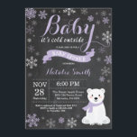 Baby Its Cold Outside Polar Bear Girl Baby Shower Invitation<br><div class="desc">Baby Its Cold Outside Polar Bear Winter Girl Baby Shower Invitation. Girl Baby Shower Invitation. Winter Holiday Baby Shower Invite. Purple and White Snowflakes. Snowman and Chalkboard Background. For further customisation,  please click the "Customise it" button and use our design tool to modify this template.</div>