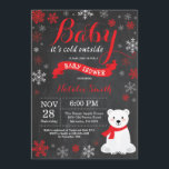 Baby Its Cold Outside Polar Bear Red Baby Shower Invitation<br><div class="desc">Baby Its Cold Outside Polar Bear Winter Baby Shower Invitation. Boy or Girl Baby Shower Invitation. Winter Holiday Baby Shower Invite. Red and White Snowflakes. Snowman and Chalkboard Background. For further customisation,  please click the "Customise it" button and use our design tool to modify this template.</div>