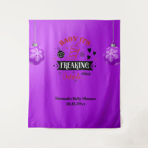 Baby It's Cold Outside Purple Baby Shower Tapestry
