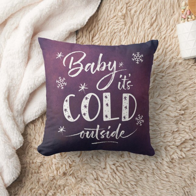 Baby It's Cold Outside Purple Ombre Cushion (Blanket)