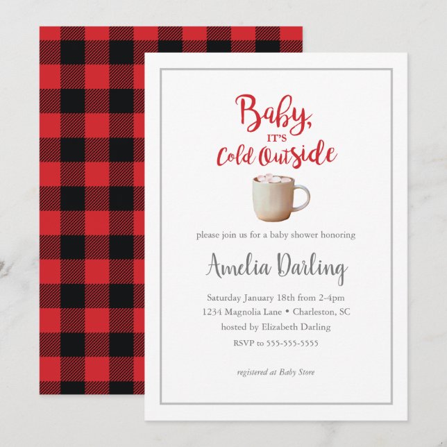 Baby It's Cold Outside Red Baby Shower Invitation (Front/Back)