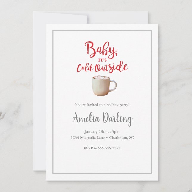 Baby it's Cold Outside Red Check Invitation (Front)