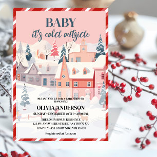 Baby its cold outside red winter baby shower  invitation