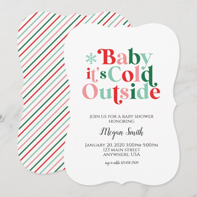 Baby It's Cold Outside Retro Baby Shower Invitation (Front/Back)