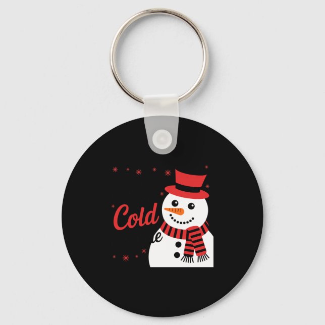 Baby It's Cold Outside Retro Christmas Long Sleeve Key Ring (Front)