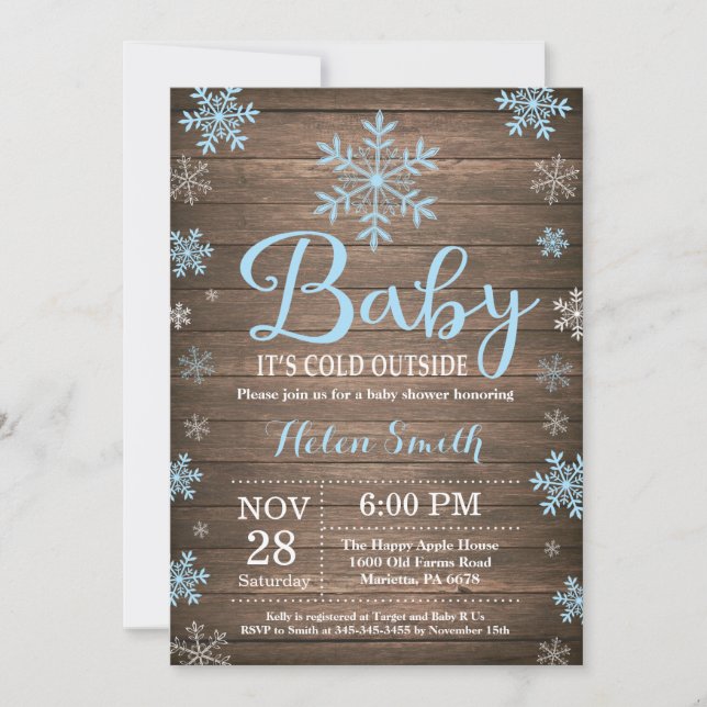 Baby Its Cold Outside Rustic Winter Baby Shower Invitation (Front)