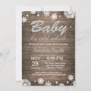 Baby its Cold Outside Rustic Winter Baby Shower Invitation