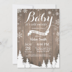 Baby its Cold Outside Rustic Winter Baby Shower Invitation