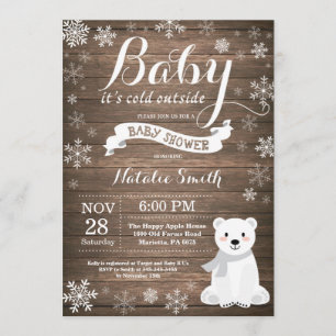 Baby Its Cold Outside Rustic Winter Baby Shower Invitation
