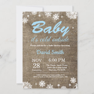 Baby its Cold Outside Rustic Winter Baby Shower Invitation