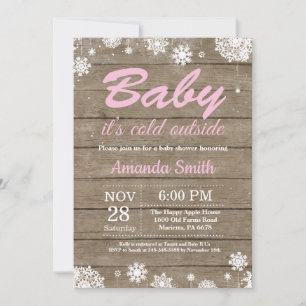 Baby its Cold Outside Rustic Winter Baby Shower Invitation
