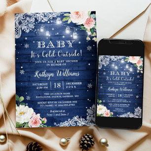 Baby It's Cold Outside Rustic Winter Baby Shower Invitation