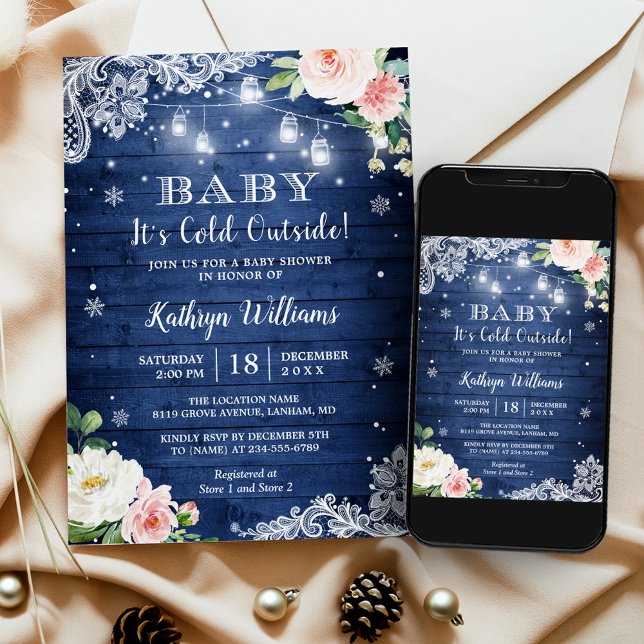 Baby It's Cold Outside Rustic Winter Baby Shower Invitation (Perfect choice for hosting a winter-themed baby shower and welcoming your bundle of joy in style.)