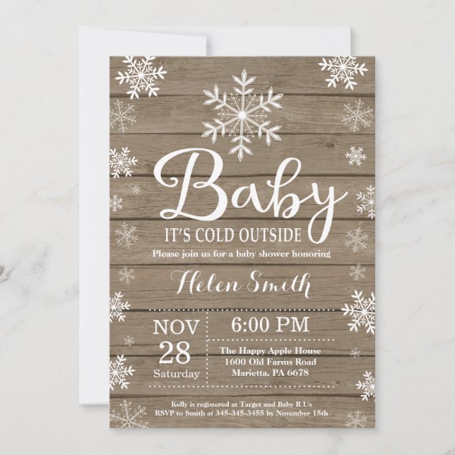 Baby Its Cold Outside Rustic Winter Baby Shower Invitation (Front)