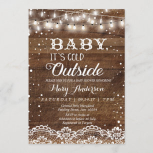 Baby It's Cold Outside Rustic Winter Baby Shower Invitation