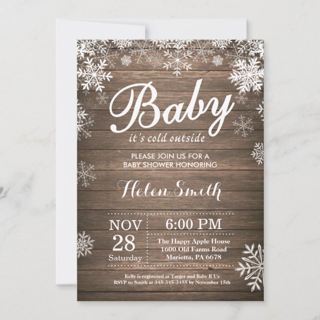 Baby its Cold Outside Rustic Winter Baby Shower Invitation (Front)