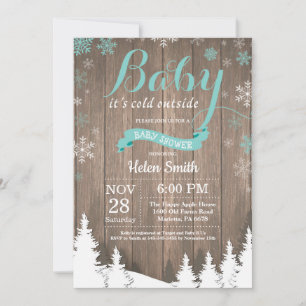 Baby its Cold Outside Rustic Winter Baby Shower Invitation