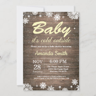Baby its Cold Outside Rustic Winter Baby Shower Invitation