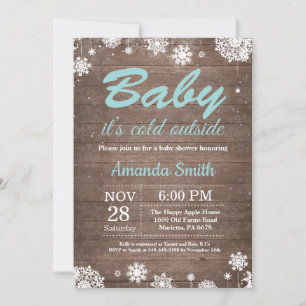 Baby its Cold Outside Rustic Winter Baby Shower Invitation
