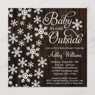 Baby It's Cold Outside Rustic Wood Baby Shower Invitation