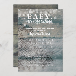 Baby Its Cold Outside Rustic Wood Winter Shower Invitation