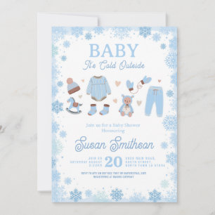 Baby It's Cold Outside Shower Blue Boys Winter Invitation
