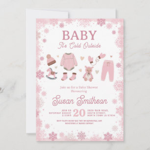 Baby It's Cold Outside Shower Pink Girl Winter Invitation