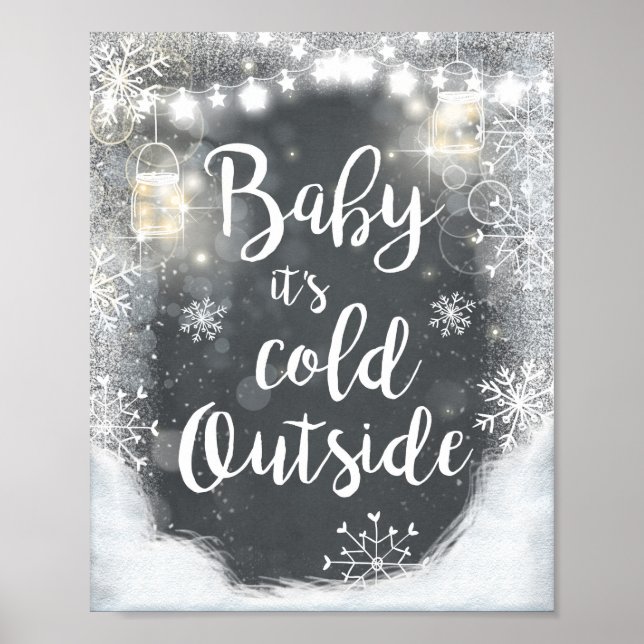 Baby It's Cold Outside Sign Winter Decor Rustic (Front)