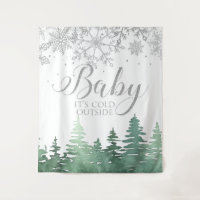 Baby It's Cold Outside Silver Snowflakes and Trees