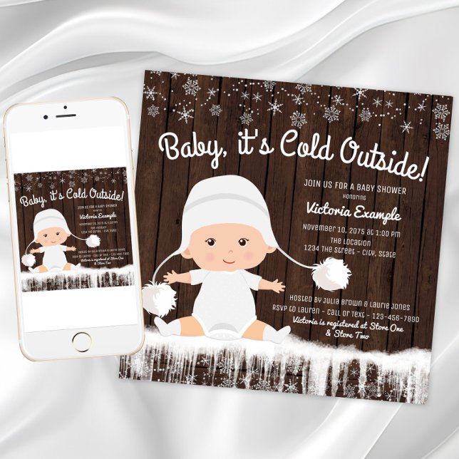 Baby its Cold Outside Snow Baby Shower Invitation (Baby its cold outside winter invitation. Instant download and printed invitations available.)